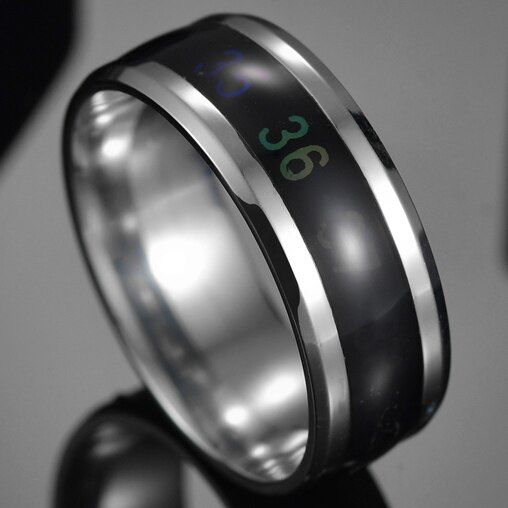 MeMolissa Fashion Titanium Black Mood Rings Temperature Emotion Feeling Engagement Rings Women Men Promise Rings For Couple