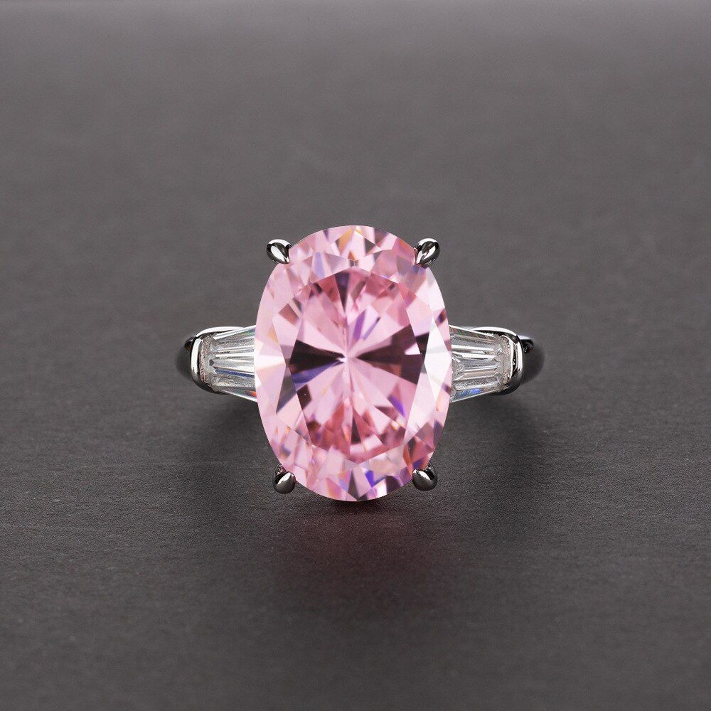 PANSYSEN Fine Anniversary Amethyst Ring 925 Sterling Silver Oval Ruby Emerald Finger Rings For Women Fashion Jewelry Accessories