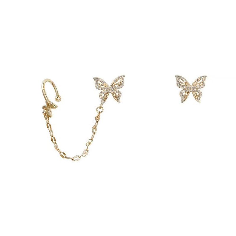 Crystal Bear Earrings For Gold Color Shiny Star Stud Earrings Short Tassel Chain Ear Stud Women Jewlery