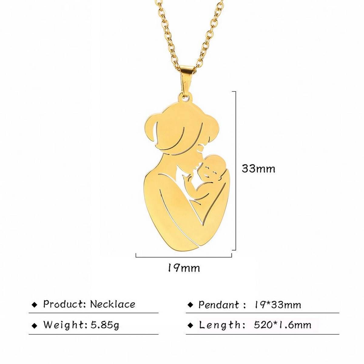 Skyrim Warm Family Pendant Necklace Pregnant Woman Mom Dad Baby Stainless Steel Golden Adjustable Choker Chain Necklaces Jewelry