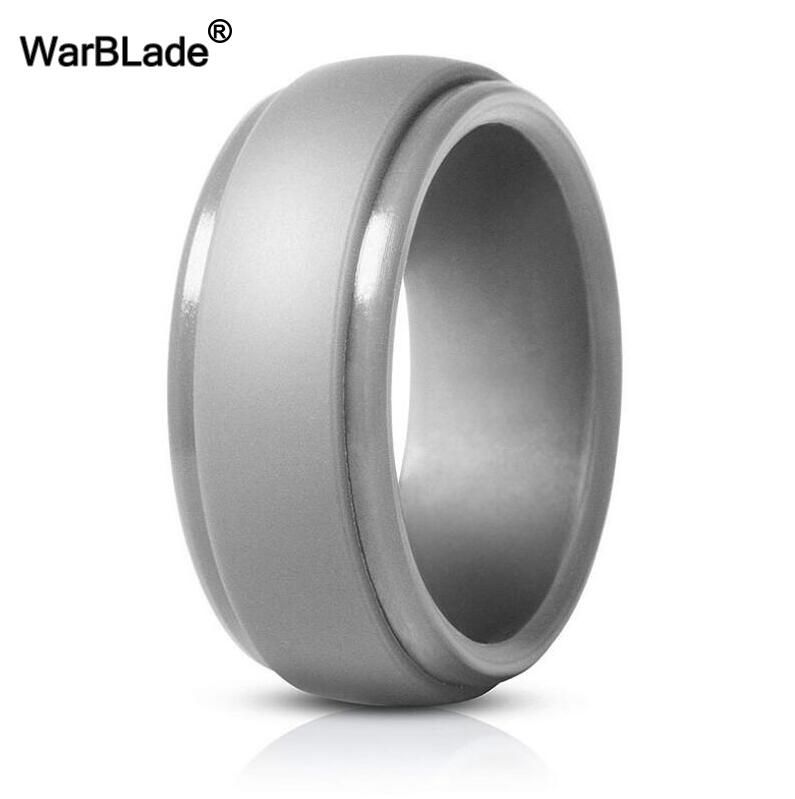 WarBLade Men Hypoallergenic Flexible Sports Silicone Rings 8mm Food Grade FDA Silicone Finger Ring For Men Wedding Rubber Bands