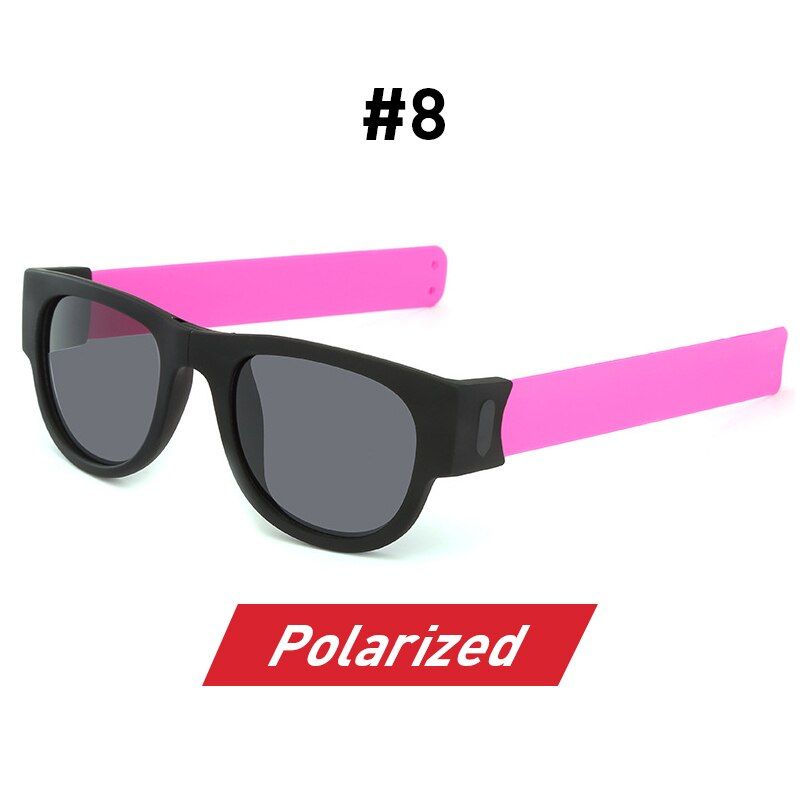 8 Pink PolarizedWITHOUT BOXFancy Slap Wristband Men Polarized Wrist Sunglasses Folding Women Roll Bracelet 2021 Trend Foldablen Square Sun Glasses