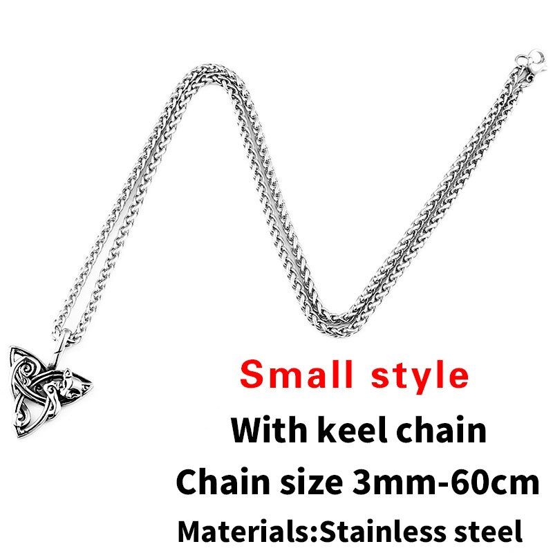 Steel soldier viking triquetra fenrir pendant necklace stainless steel cat animal chain supernatural amulet knot jewelry women