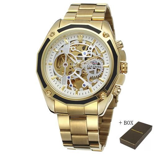 FORSINING Men's Fashion Business Automatic Mechanical Watch Solid Band Multilaterals Frame Dial Dial Design Fashion Watch. Men's gift - intl