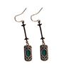 Anniversary Antique Hollow Rectangle Cubic Zirconia Pendant Women Hook Earrings