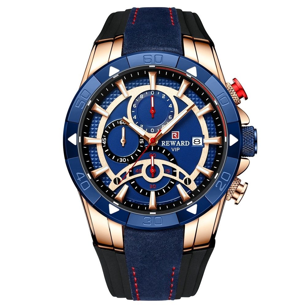 REWARD 83016 Men Watch Silicone Band Quartz Calendar Watch 6-pointer Business Men Watch