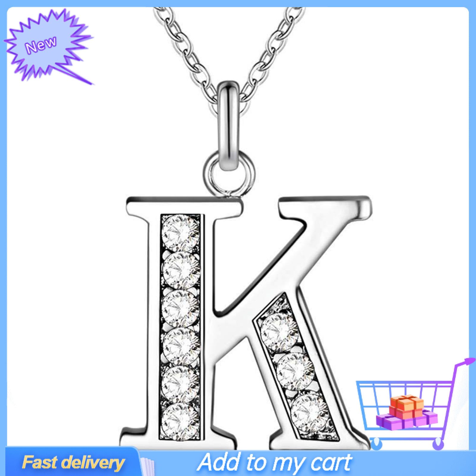 Initial Necklace 26 Letters Rhinestones Unisex Exquisite Electroplated Necklace for Mothers Day