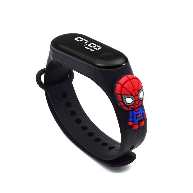 Digital Top Ten Super Hero and Heroine Cartoon Character Waterproof LED Kids Watches for Boys and Girls