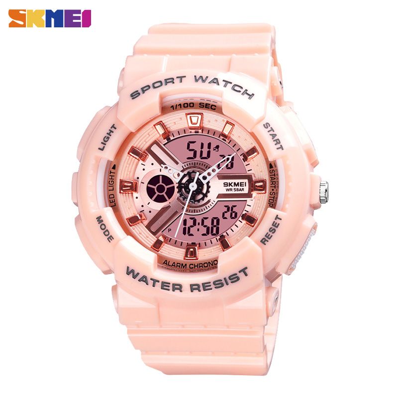 SKMEI Sports Fashion Digital Chronograph Dual Display Alarm 50M Waterproof EL Light Watches For Women Kids 1689
