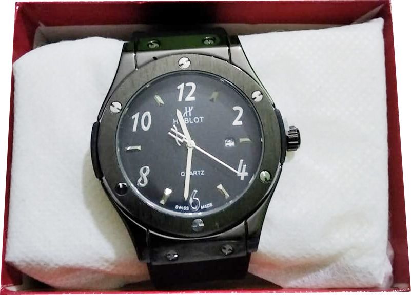 Analog Wrist Watch For Men - Silver and Black
