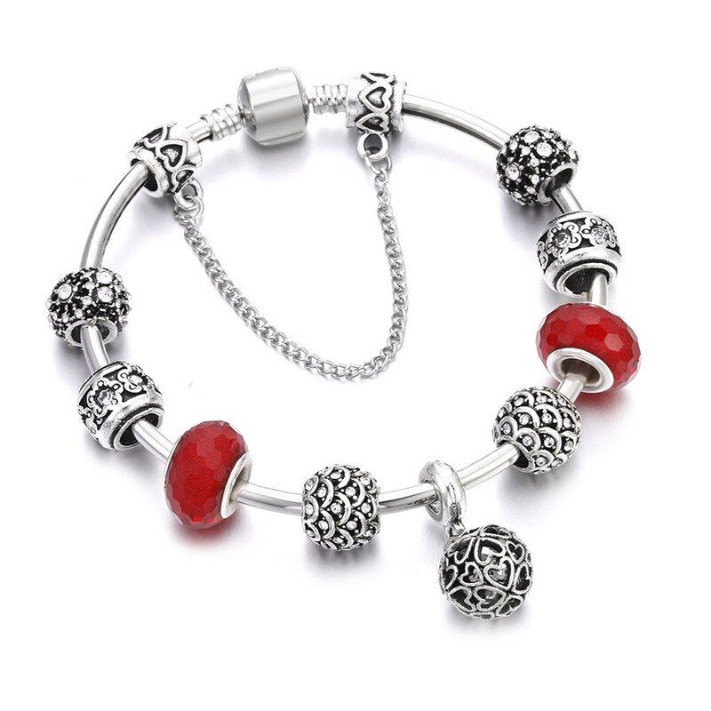 Luxury Crystal Charm Bracelet Bangles For Women Pendant Crystal Beads DIY Handmade Girl Gift Fashion Friendship Jewelry