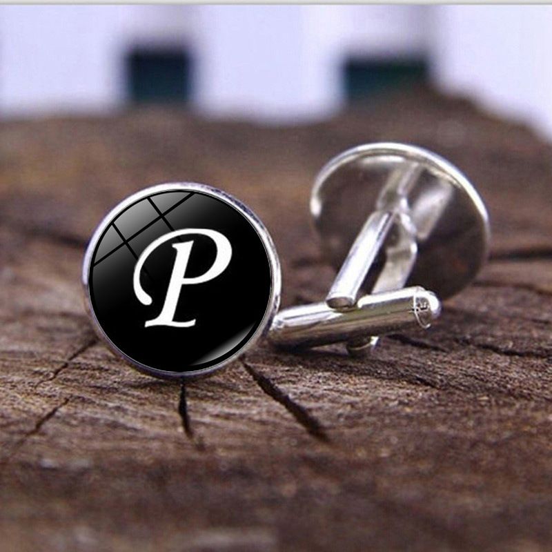 26 English letters time gem men's cufflinks fashion creative accessories French shirt cuff nails with nice material