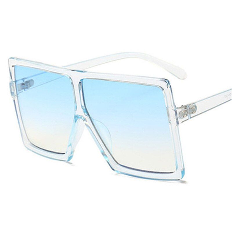 c10 clear blueyellow MultiNew Oversized Flat Top Square Sunglasses Ladies Plastic Big Frame Leopard Orange Shades Sun Glasses for Women Men Cheap Price