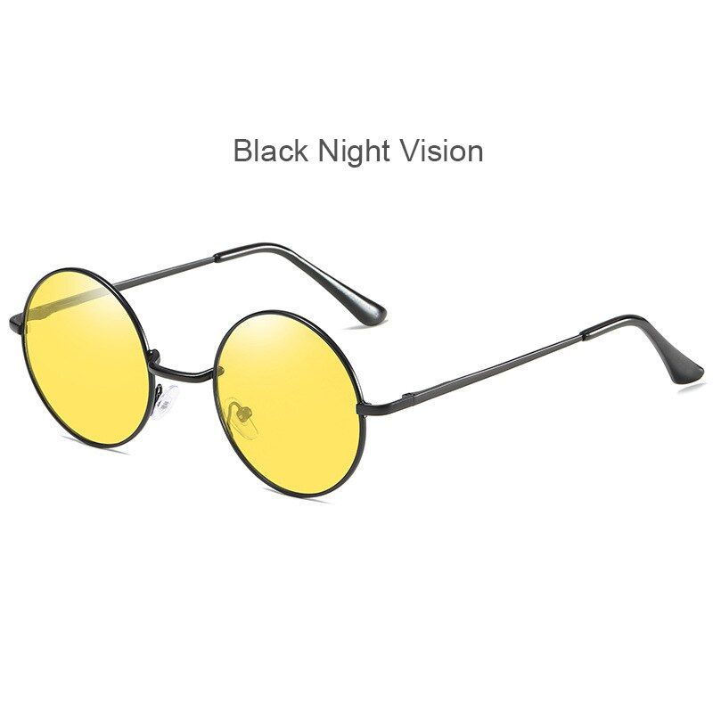 C3 black night visioHBK Vintage Round Photochromic Sunglasses Women Men Black Metal Discoloration Polarized Glasses Safety Driving Night Vision