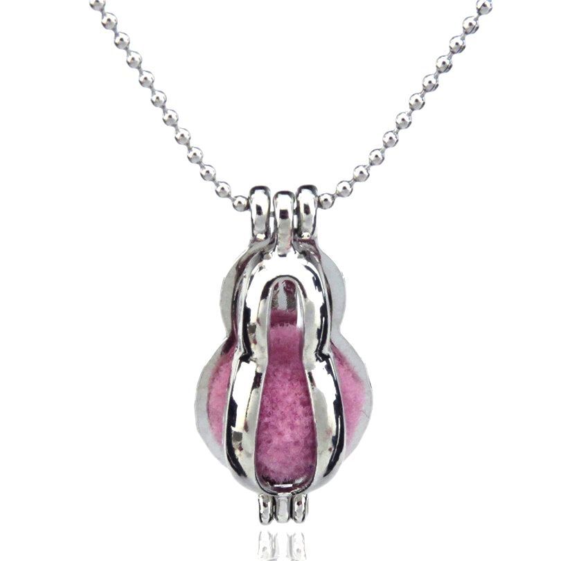 Mixed Beads Cage Pendant 18'' Steel Chain Aroma Essential Oil Diffuser Locket Necklace