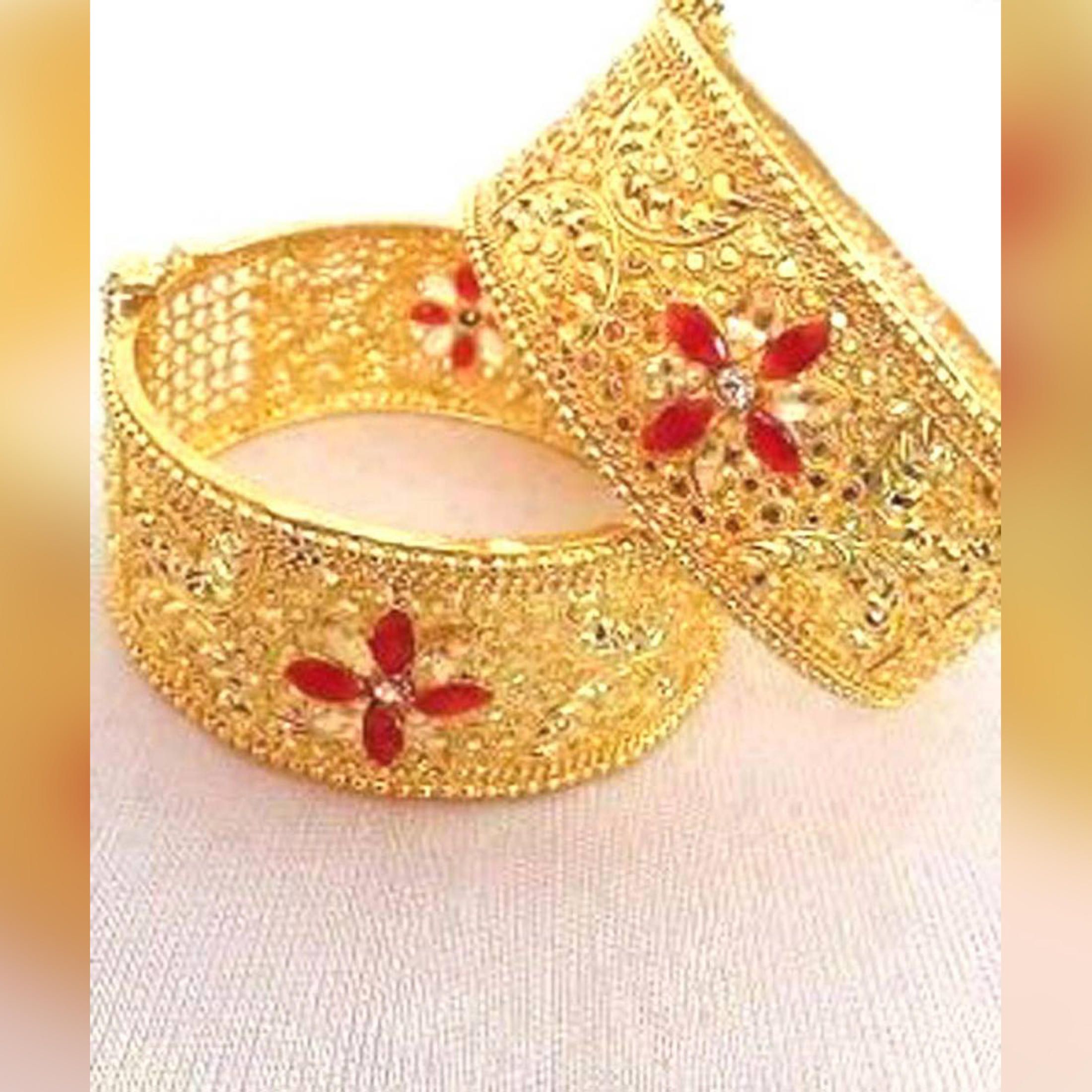 Gold Plated Bangles Chur For Women 2 Pcs Set