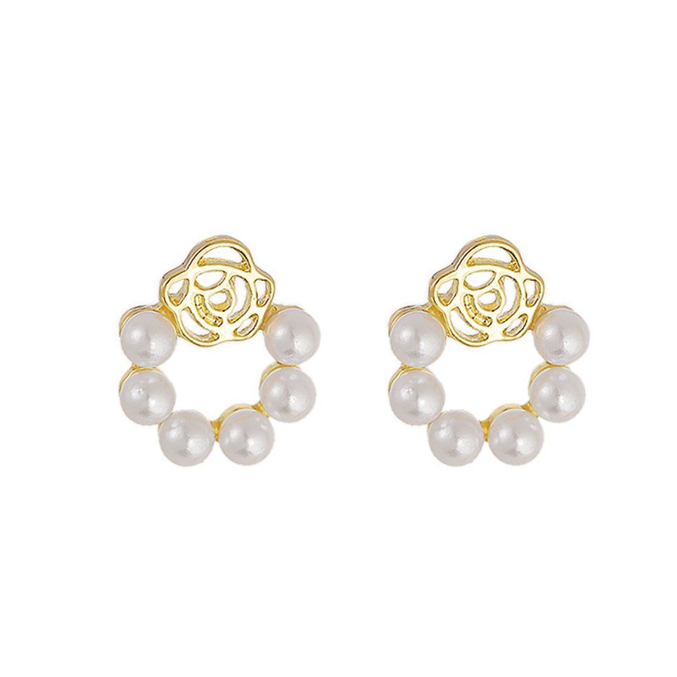 Silver Needle Petal Pearl Temperament Net Red All-match Fashion Stud Earrings
