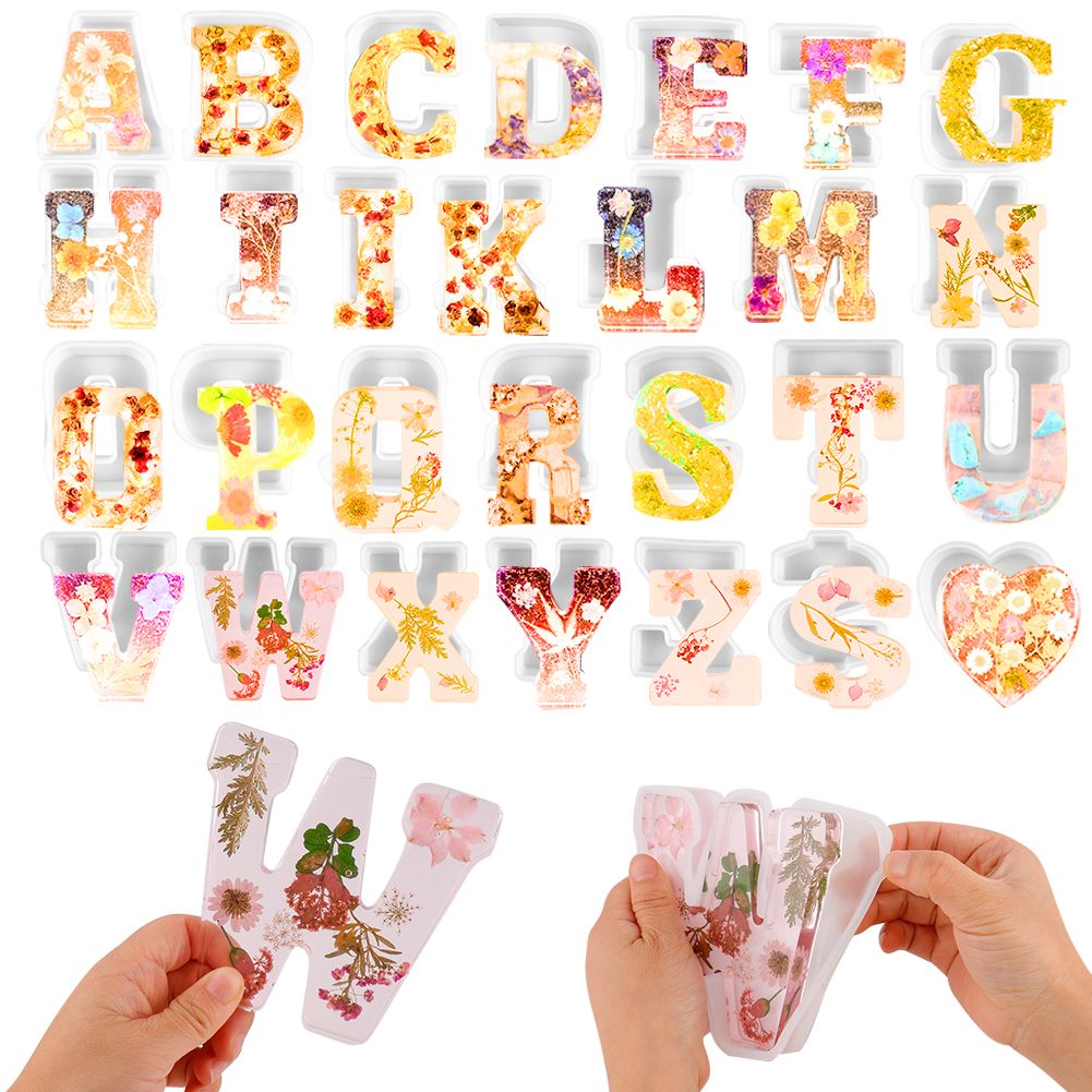 1 Piece Large Letter Resin Mold 3D Capital Alphabet Epoxy Resin Casting Moulds For Home Office Desktop Decoration