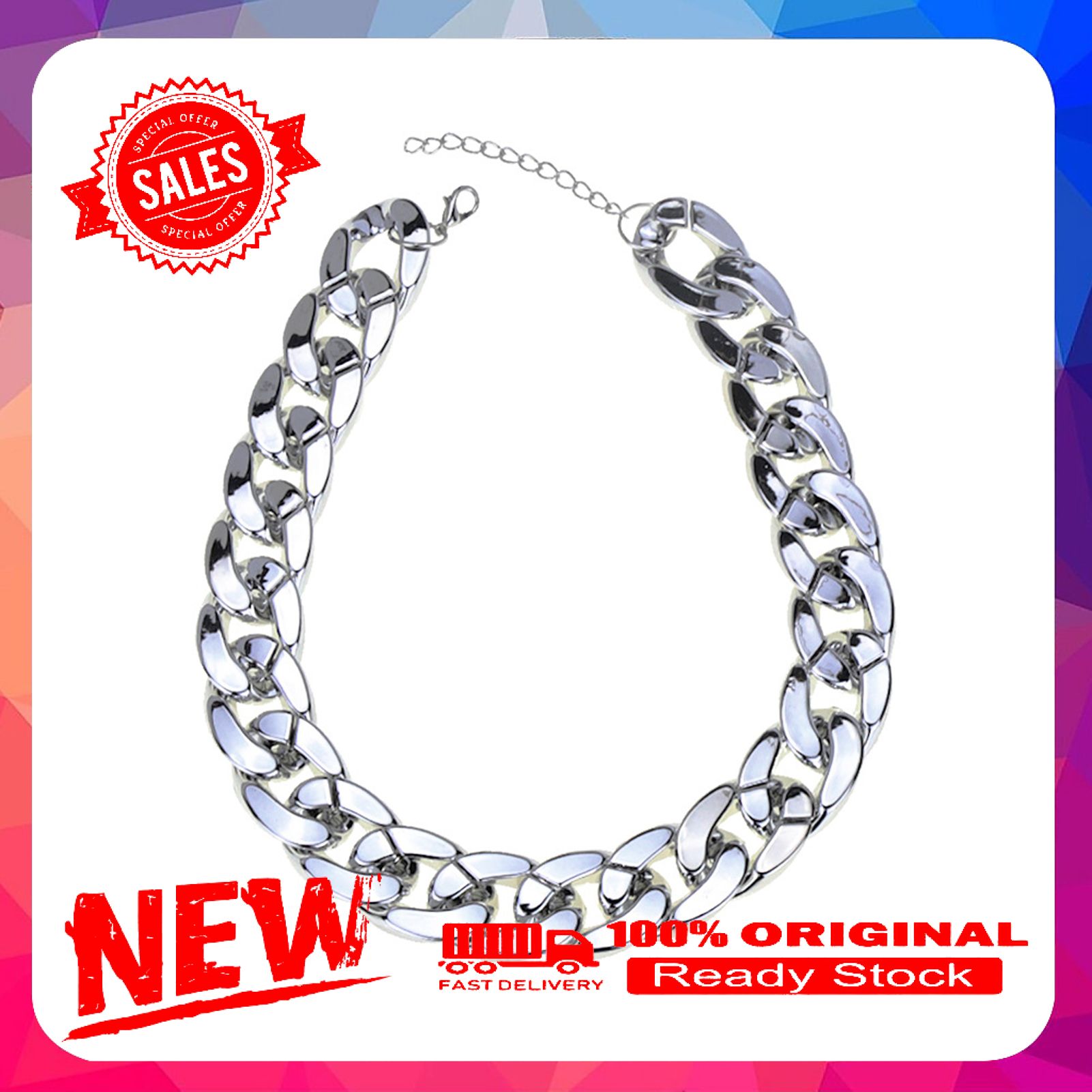 Hip Hop Adjustable Choker Necklace Alloy Exaggerated Thick Chain Women Necklace Jewelry Accessory