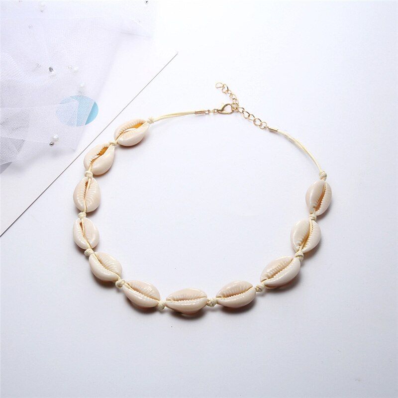 New Black Rope Chain Necklace Natural Seashell Bracelets Conch Choker Collar Necklaces Shell Choker Bangle for Summer Beach Gift