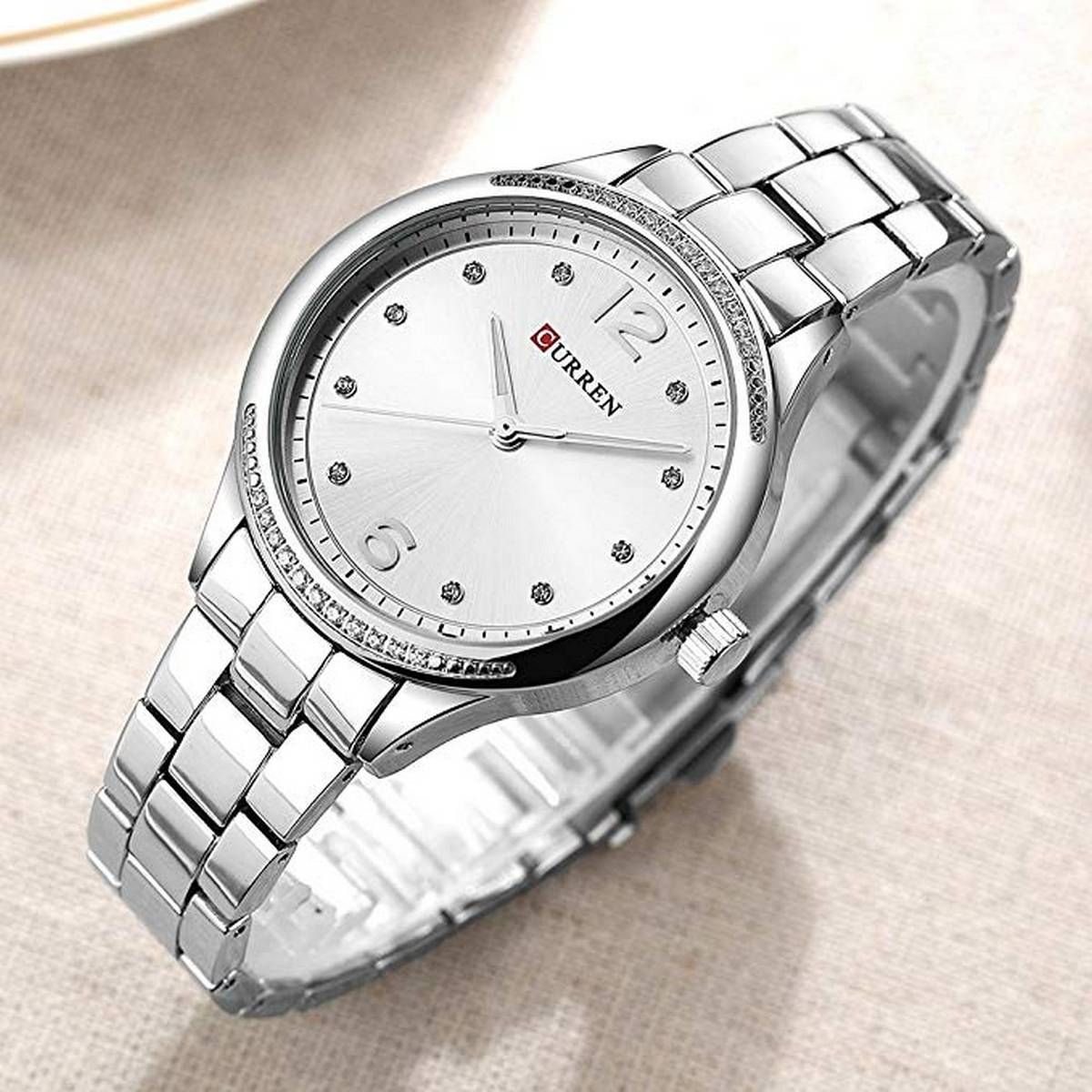 CURREN 9003 Golden Stainless Steel Analog Watch For Women - White & Golden