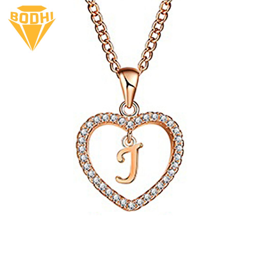 Concise Hollowed Heart Alphabet Unisex Necklace Jewelry Neck Chain Pendant Decor