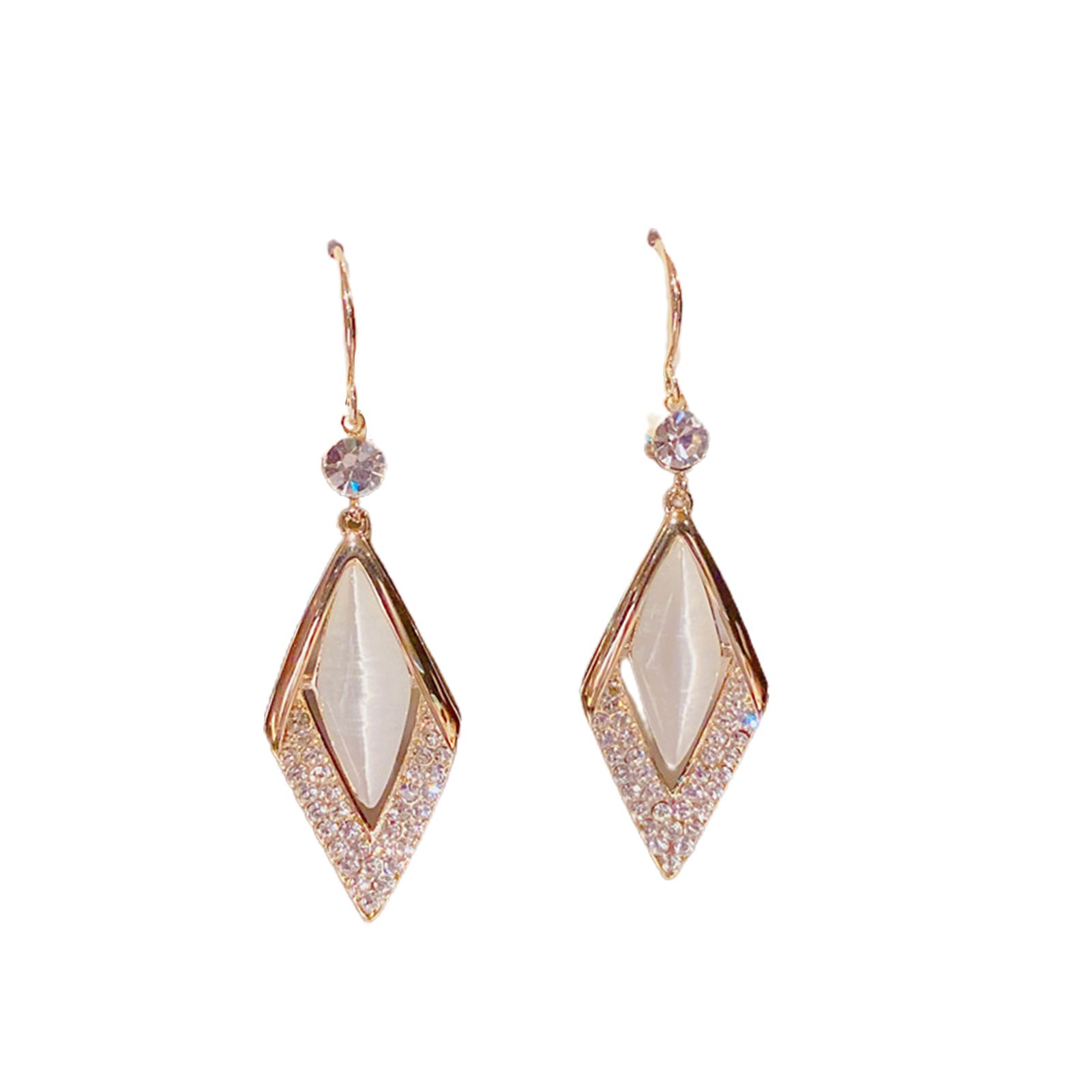 Wedding Earrings Exquisite Rhombus Pendant Long Women Earrings
