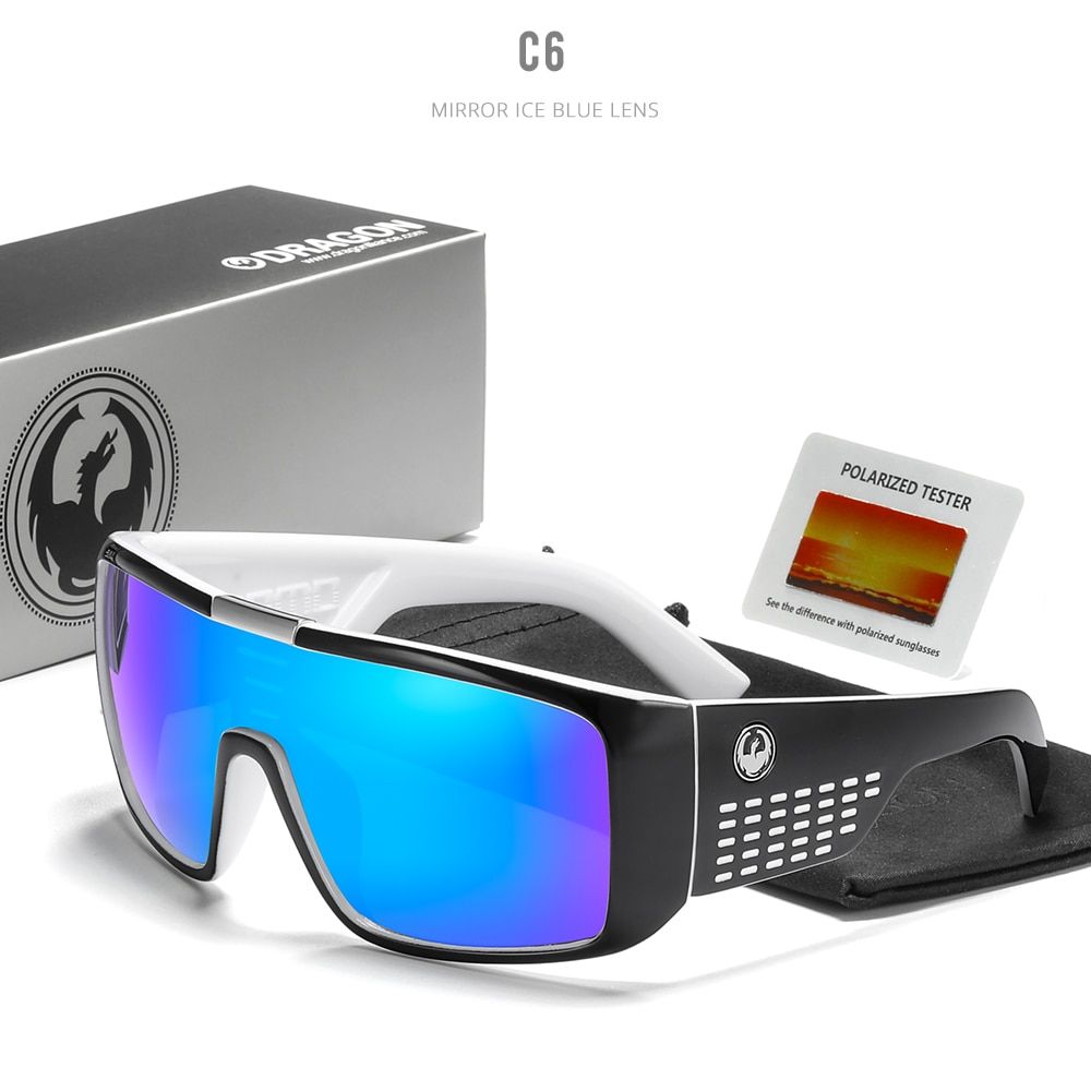 Dragon Windproof Shield Frame Polarized Sunglasses Men Sport Goggle Eyewear Over Size Sun Glasses Domo With Box D2030-C6-With Package
