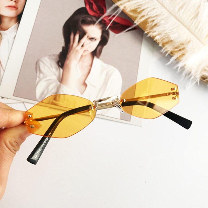 C2 YellowUVLAIK Vintage Small Round Sunglasses Women Retro Sun Glasses Oval Black Yellow Red Eyeglasses Prismatic