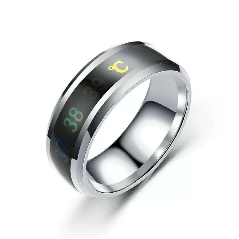 CXQNEWA Fashion Intelligent temperature measuring ring Stainless steel simple creative Couple jewelry Mood Ring Changing Color