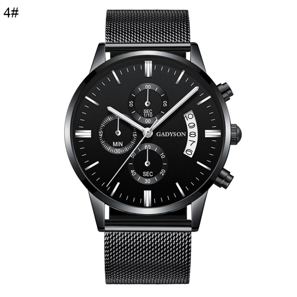 Fashion Business Men Alloy Mesh Strap Round Dial Analog Quartz Wrist Watch Gift