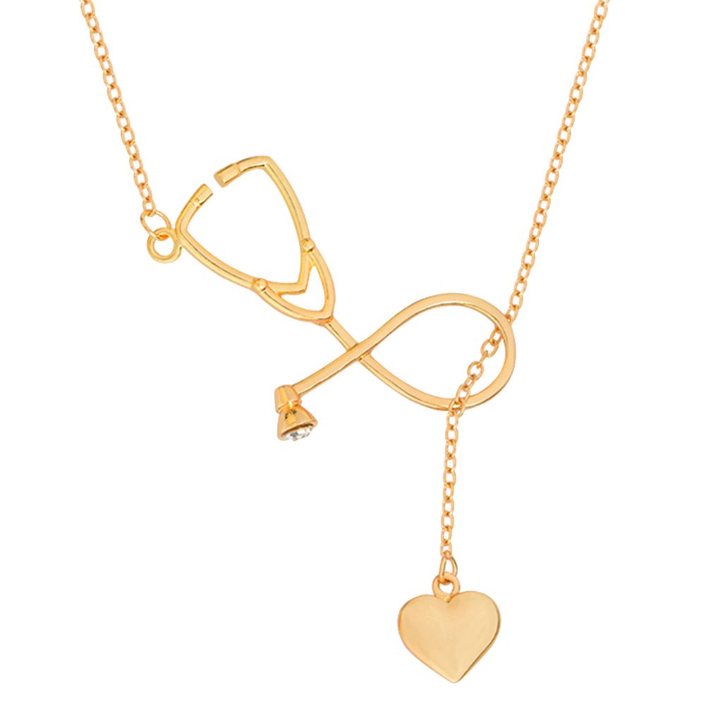 Women Stethoscope Heart Pendant Necklace Doctor Nurse Jewelry Love