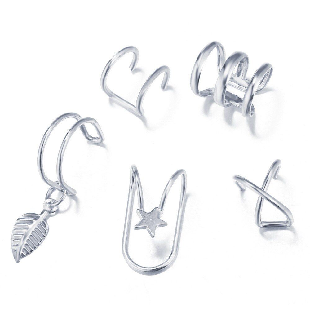 3pcs Earrings Jewelry Fashion Personality Metal Ear Clip Moon Star Earrings For Women Gift Pendientes Ear Cuff Caught In Cuffs