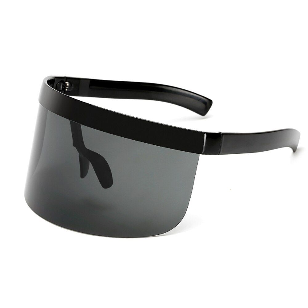 C1bright black greyOversized Shield Visor Sunglasses Women Men Brand Designer Big Frame Flat Top Sun Glasses Clear Lens Large Shades Goggle Eyewear