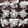 Elegant Rhinestone Imitation Pearl onfly Flower Wedding Lady Brooch Pin Gift