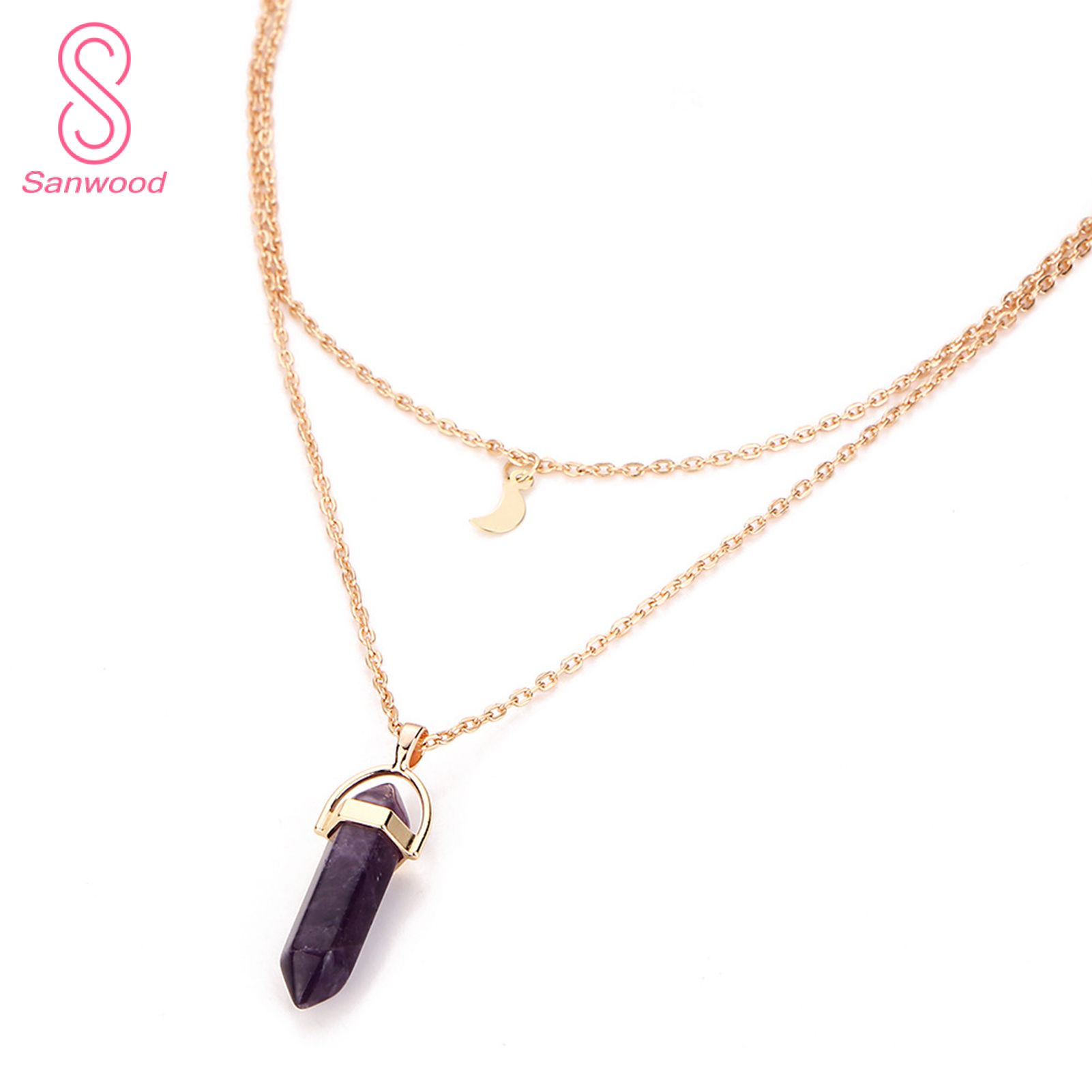 Pendant Necklace Attractive Women Stone Moon Choker Necklace