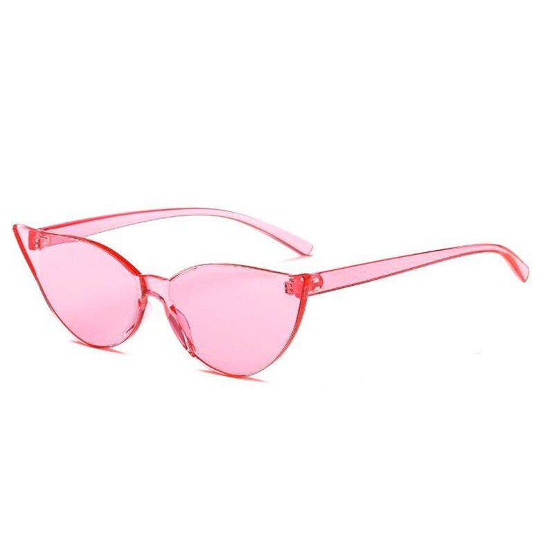 RoseFOENIXSONG UV400 Pink Sunglasses for Women Rimless Eyewear Cat Eye Men Brand Designer Female Sun Glasses De Sol