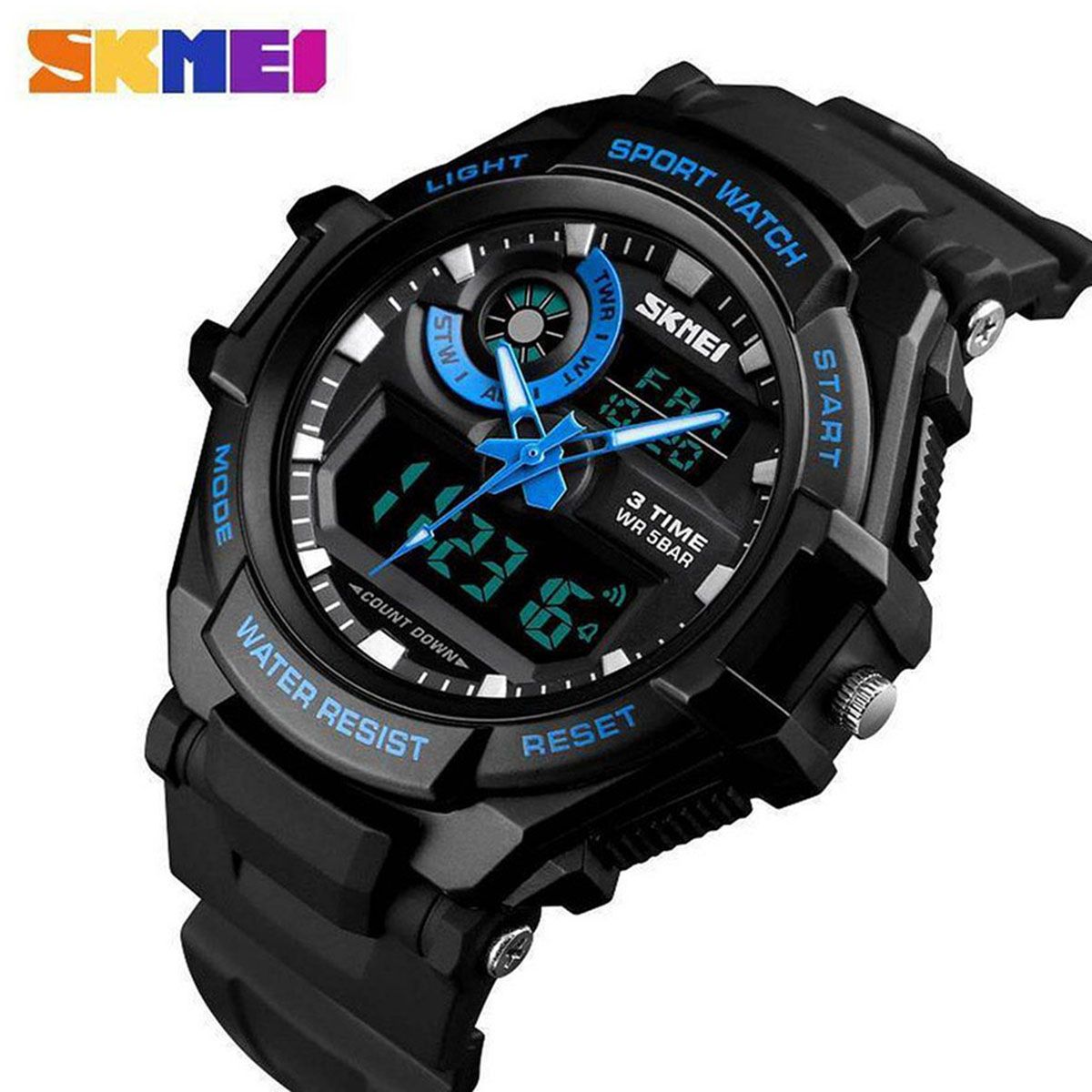 SKMEI New Men Fashion Sports Watch Digital Casual Wristwatches Alarm Dual Display Waterproof Military Chrono Watches 1357