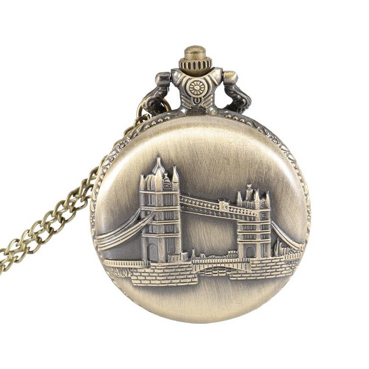 Timer London Bridge Case Pendant Pocket Watch With Necklace Chain Clock S For Boy Girl