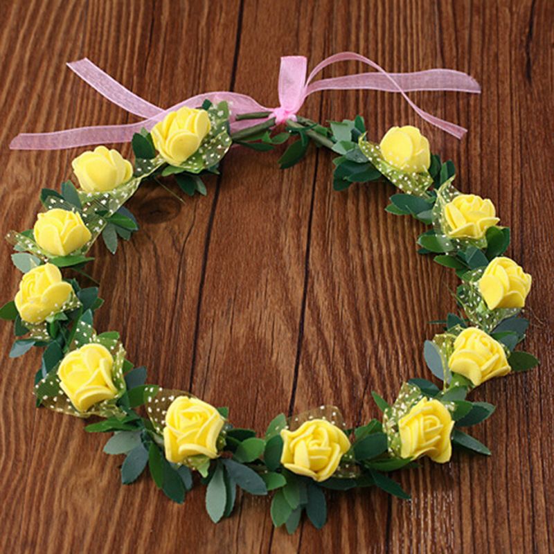 【ALLGOOD】Sweet Girls Women Bridal Rose Flower Crown Headband Wreath Party Wedding Bridal Garland Hairband Headwear