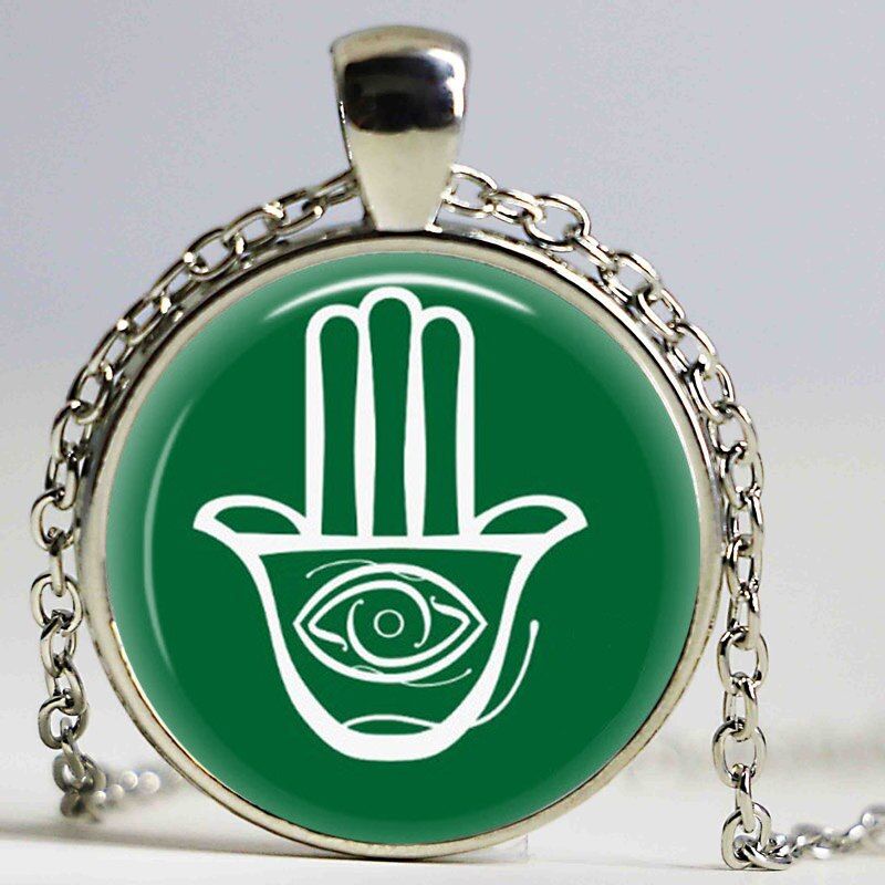 Hamsa hand amulet lucky necklace jewelry fatima hand Judaica Kabbalah Charm Miriam hand pendant necklace hand made jewelry HZ1