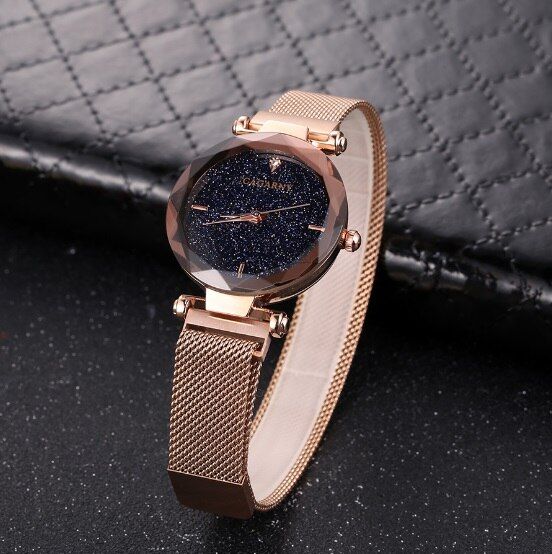 Black Stainless Steel Mesh Bracelet Watch For Women Fashion Ladies Quartz Watches Cagarny Bling Starry SKY Magnet Female Clock