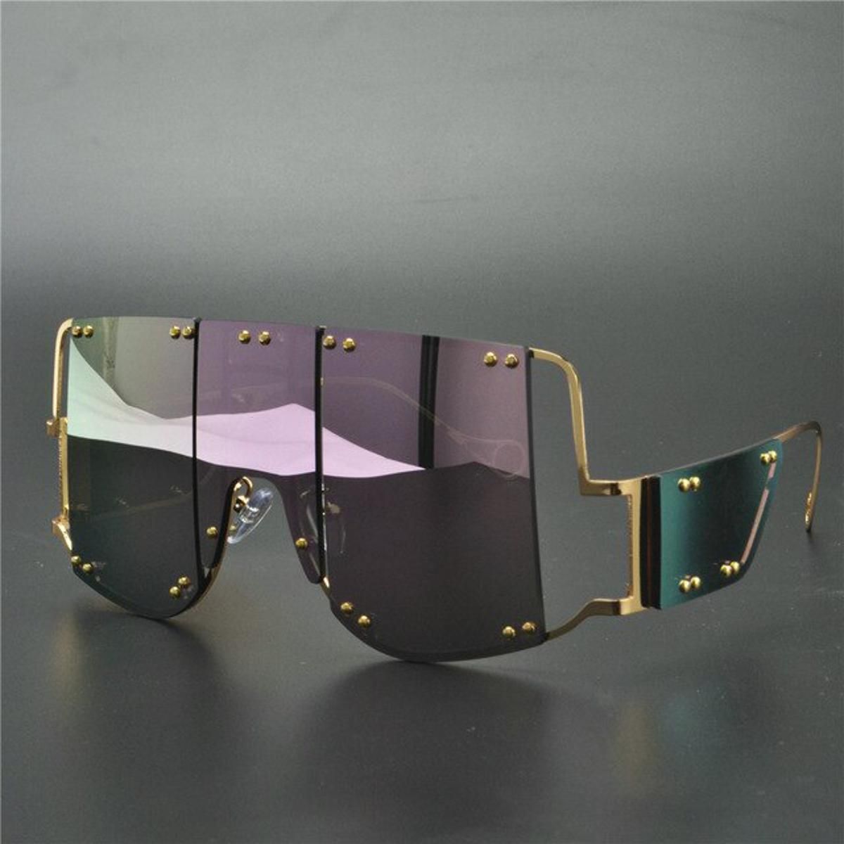 purple2020 Luxury Square Sunglasses Women Vintage Brand Designe Oversized Sun Glasses Men Female Metal Purple Eyewear Shade NX