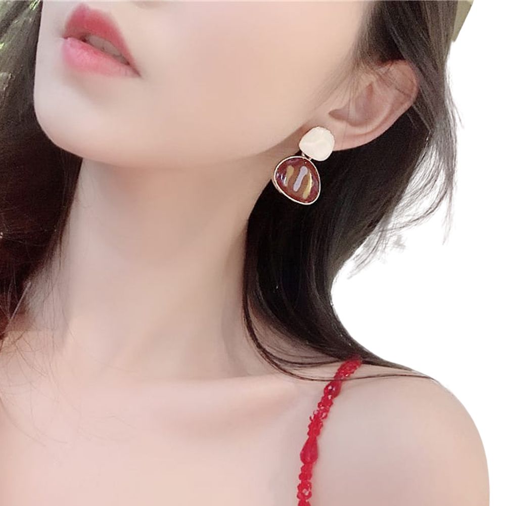 Girls Oil Painting Style Geometric Short Earrings Ladies Exquisite Alloy Earrings Temperament Eardrop Female Jewelry Accessories