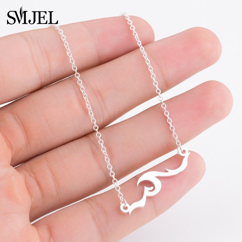 SMJEL Stainless Steel Animal Mountain Necklaces for Women Daily Jewelry Fashion World Map Wave Fox Necklace Gold Collier 2020