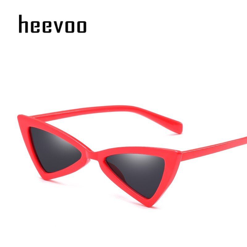 Red Gray As PictureRetro Triangular Small Glasses Women Butterfly Cateye Sunglasses Classic Brand Leopard Shades For Women Luxury Sun Glasses UV400