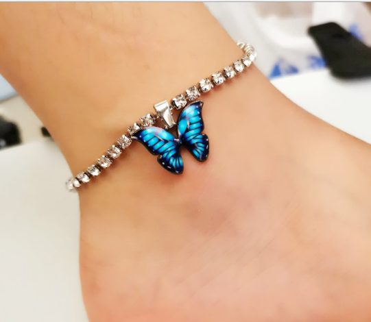 Blue Butterfly Pendant Women Anklets Bracelet. Girls Stylish Nupur (1 Pc )