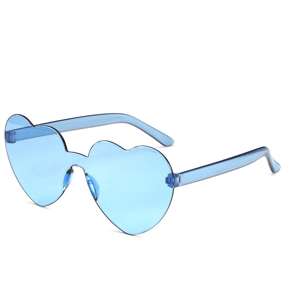 04 BlueNew One Piece Love Heart Lens Sunglasses Women Transparent Plastic Glasses Style Sun Glasses Female Clear Candy Color Lady