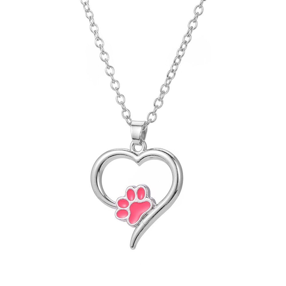 My Shape Pet Memorial Jewelry Always in my Heart Dog Cat Foot Pet Paw Print Heart Pet Lover Pendant Necklace Animal Keepsake