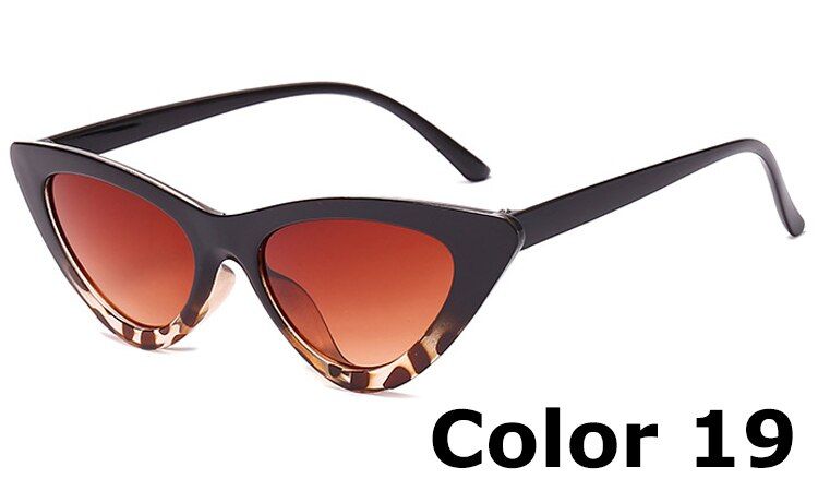 Color 19LVVKEE Fashion Small Eyes Cat's Eyes Women's Sunglasses brand retro triangular cateye glasses for woman uv400 oculos feminino